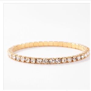 Touchstone Crystal Gold and White Stretch Bracelet